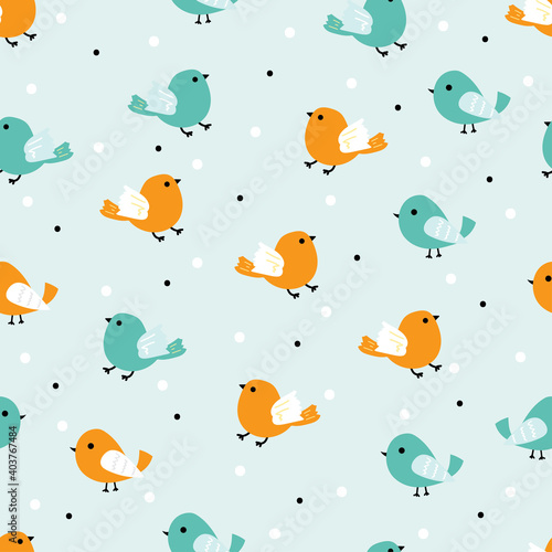 Seamless pattern with cute cartoon bird for fabric print  textile  gift wrapping paper. colorful vector for kids  flat style