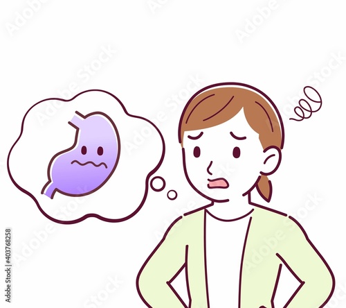 Young woman in a cardigan_stomach