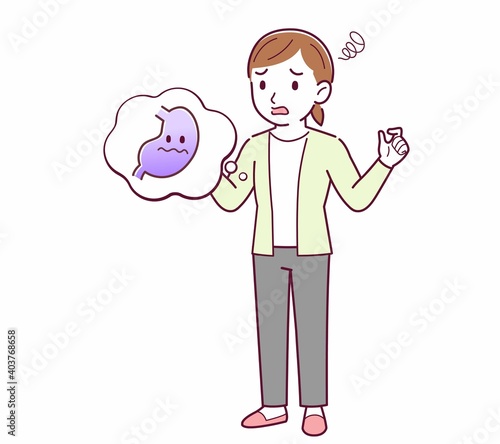 Young woman in a cardigan_stomach