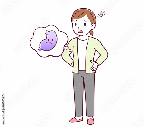 Young woman in a cardigan_stomach