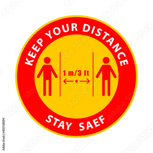 Social Distancing 1 Meter And 3 Feet Icon. Illustrator Vector Eps 10.