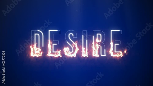 Burning desire. The word desire with burning flames animation.