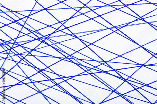 Pencil lines texture. White paper background. Straight sketch line. Blue ink drawing pattern.