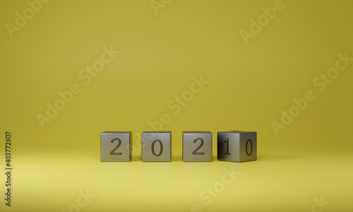 Metal cube flipping change New year 2021.