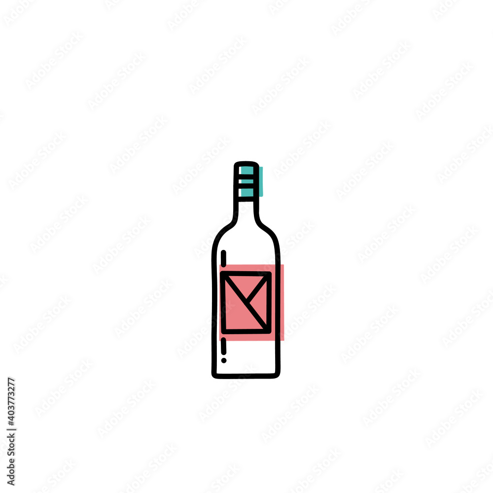 wine bottle and icon wine bottle and icon