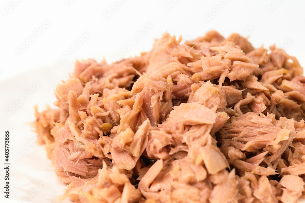 Lean tuna on white background Lean tuna on white background