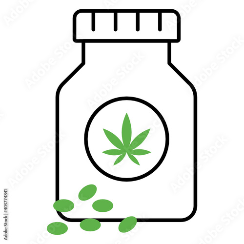 Cannabis Beans with Jar Concept Vector Icon Design, Marijuana and psychoactive drug Symbol on white background, Hashish and Hemp Sign, 