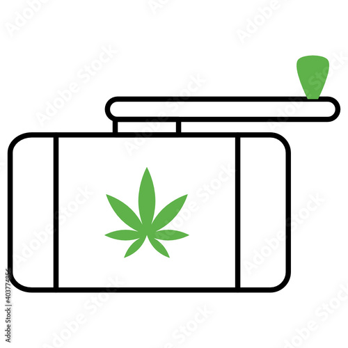 Weed Crusher Concept, Marijuana Herb Mixer Vector Color Icon Design, Marijuana and psychoactive drug Symbol on white background, Hashish and Hemp Sign, 