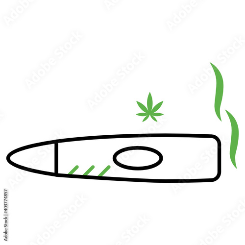 Cannabis Smoking concept, Weed Cigar vector color icon design, Marijuana and psychoactive drug Symbol on white background, Hashish and Hemp Sign,