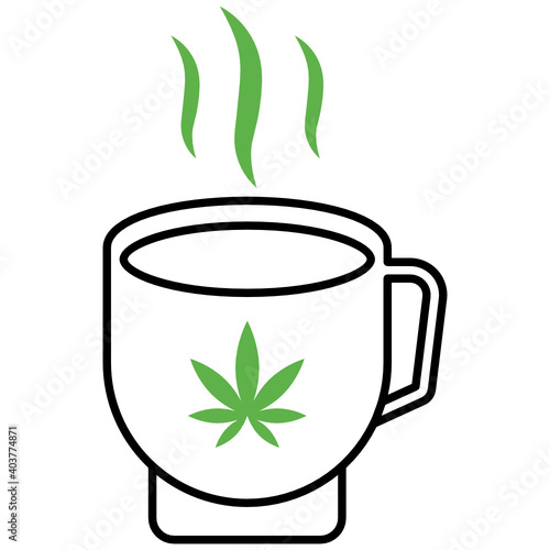 Cannabis Tea Concept, Weed drinking cup vector color icon design, Marijuana and psychoactive drug Symbol on white background, Hashish and Hemp Sign,