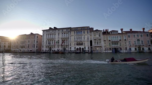 Wallpaper Mural Floating on a boat in the Grand canal looking at the colorful buildings at the sunset, Venice Italy Torontodigital.ca