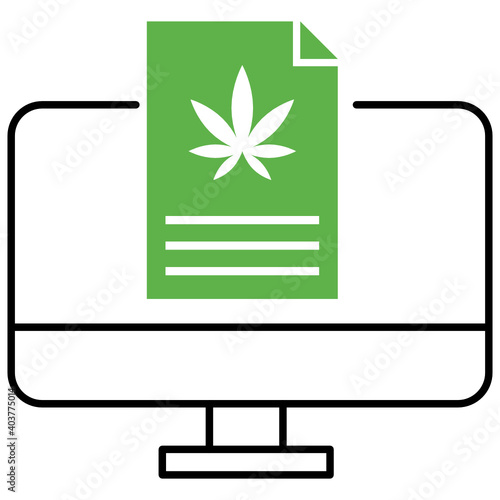 Cannabis Documentation and formula Concept Vector Color Icon Design, Marijuana and psychoactive drug Symbol on white background, Hashish and Hemp Sign,