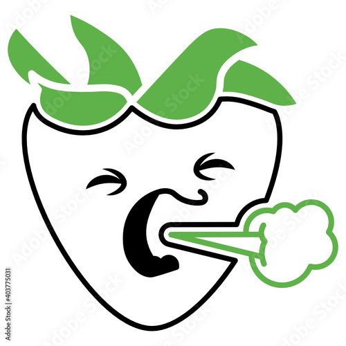 Strawberry Cough cannabis strain concept Vector Icon design, Marijuana and psychoactive drug Symbol on white background, Hashish and Hemp Sign,