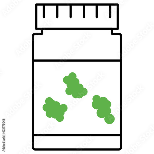 A Bud Jar of marijuana, cannabis flowers - indica or sative vector color icon design,  Marijuana and psychoactive drug Symbol on white background, Hashish and Hemp Sign,