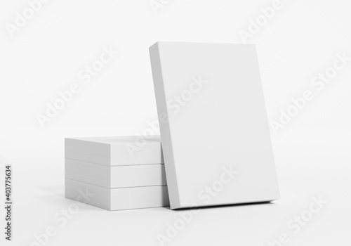 4 softcover books with blank cover isolated. 3d Render