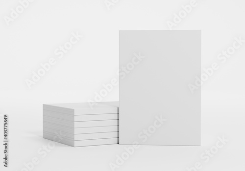 softcover books with blank cover isolated on white background. Illustration 3d render