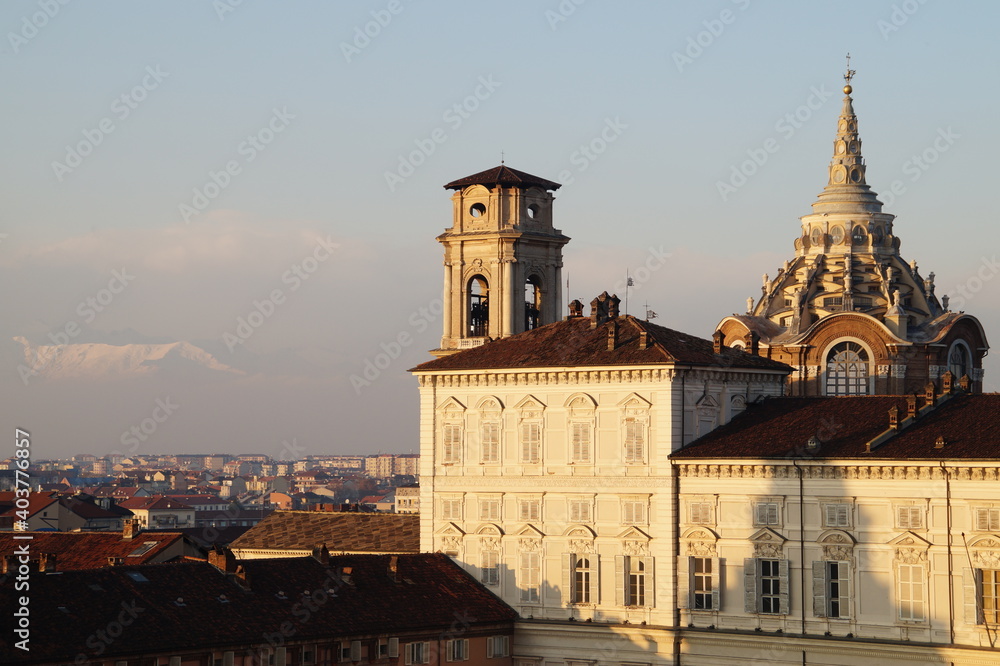 Italy, Turin: panoramic view of the city and the Alps