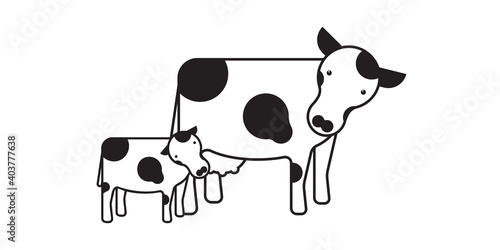 Cute dairy cow cartoon character, Vector illustration of a dairy cattle.	