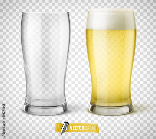 Verres de bière vectoriels sur fond transparent