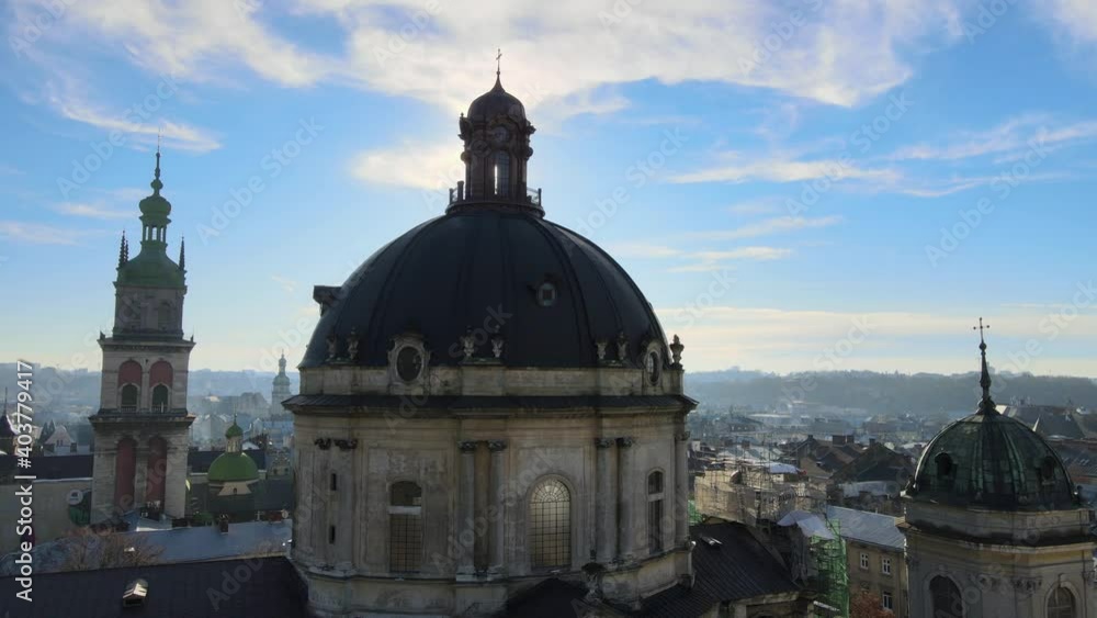 custom made wallpaper toronto digitalAerial view of the church. Blue sky with white clouds on the background.
