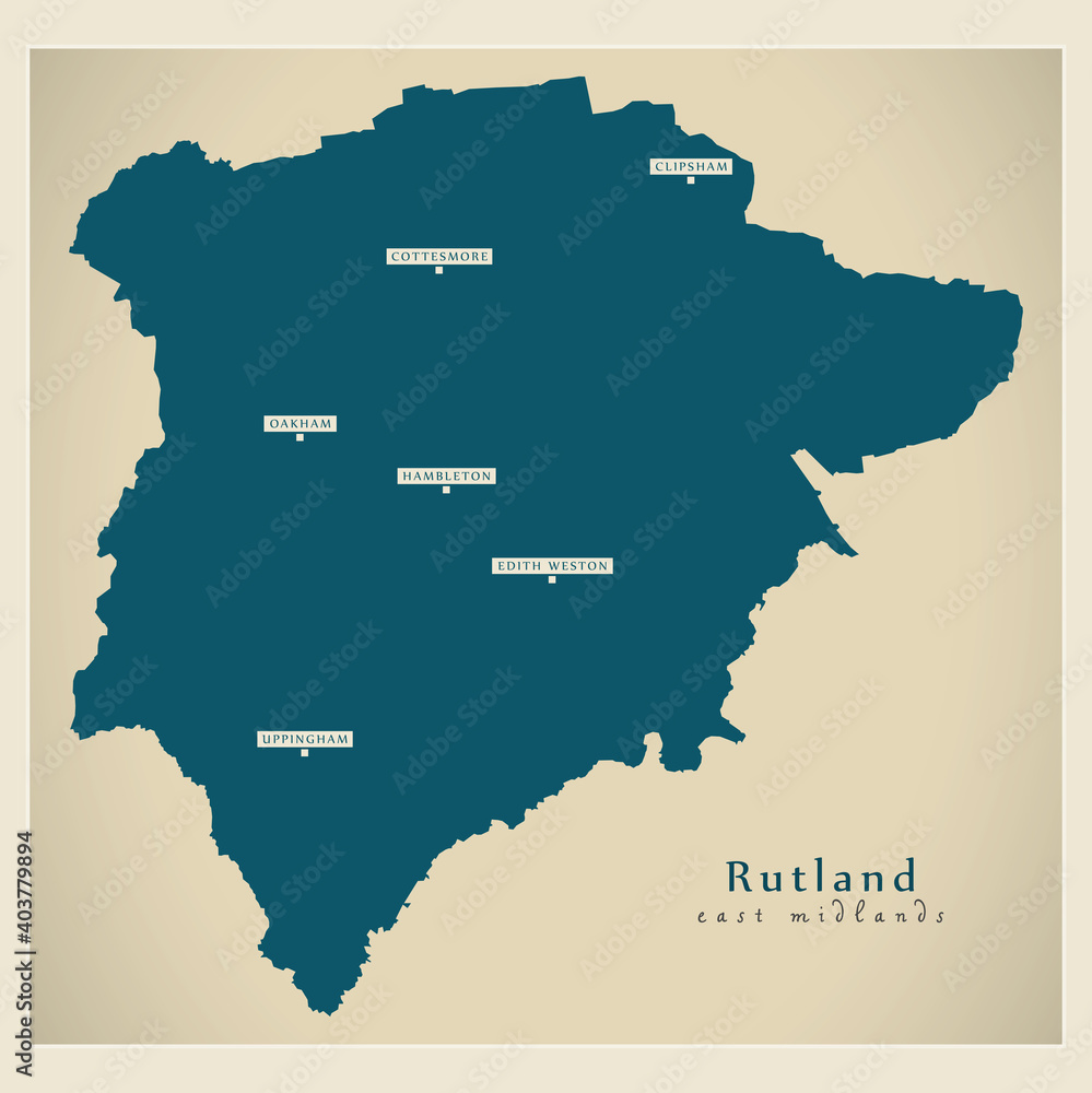 Rutland district map - England UK