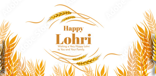 vector illustration of Happy Lohri holiday festival of Punjab India with beautiful background