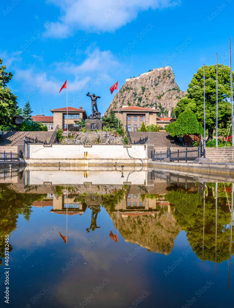 Fototapeta premium Afyon Ataturk Buyuk Utku Monument view. Afyon is located center of Anatolia.