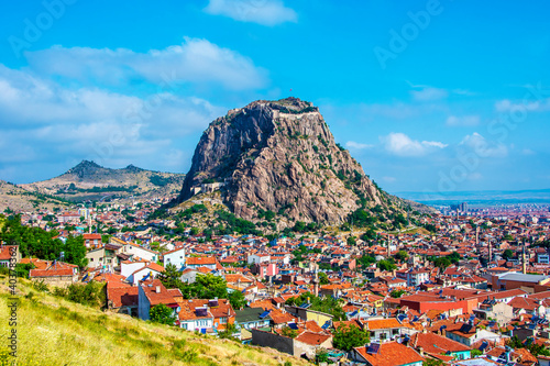 Afyon Castle and Afyon City view from Hidirlik Hill  photo