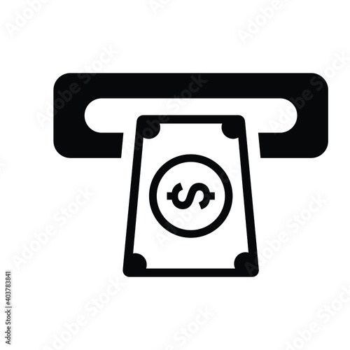 Atm, withdraw transaction icon. Black color vector graphics