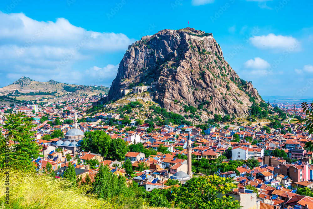 Afyon Castle and Afyon City view from Hidirlik Hill 