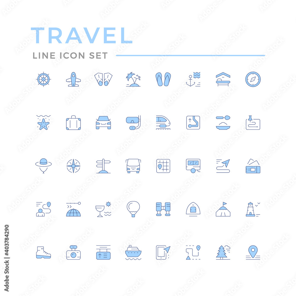 Set line icons of travel Set line icons of travel