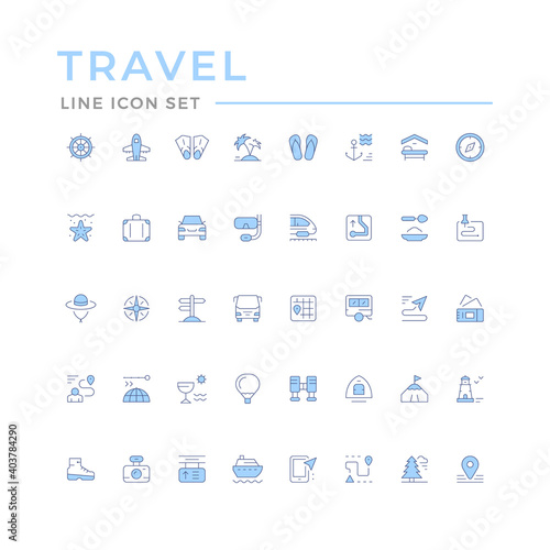 Set line icons of travel