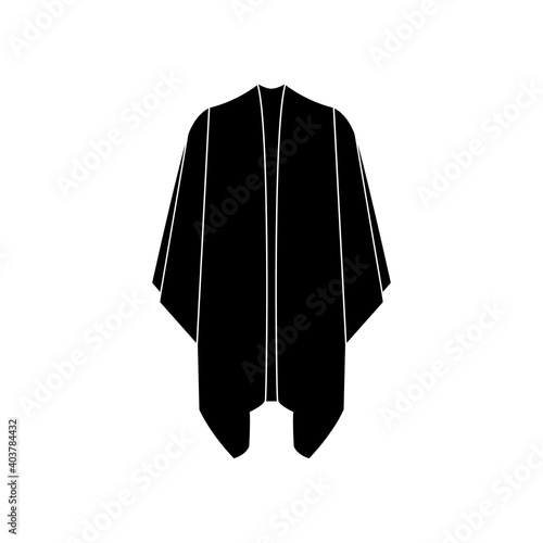 Poncho vector icon. Black silhouette. Illustration and logo on white background.