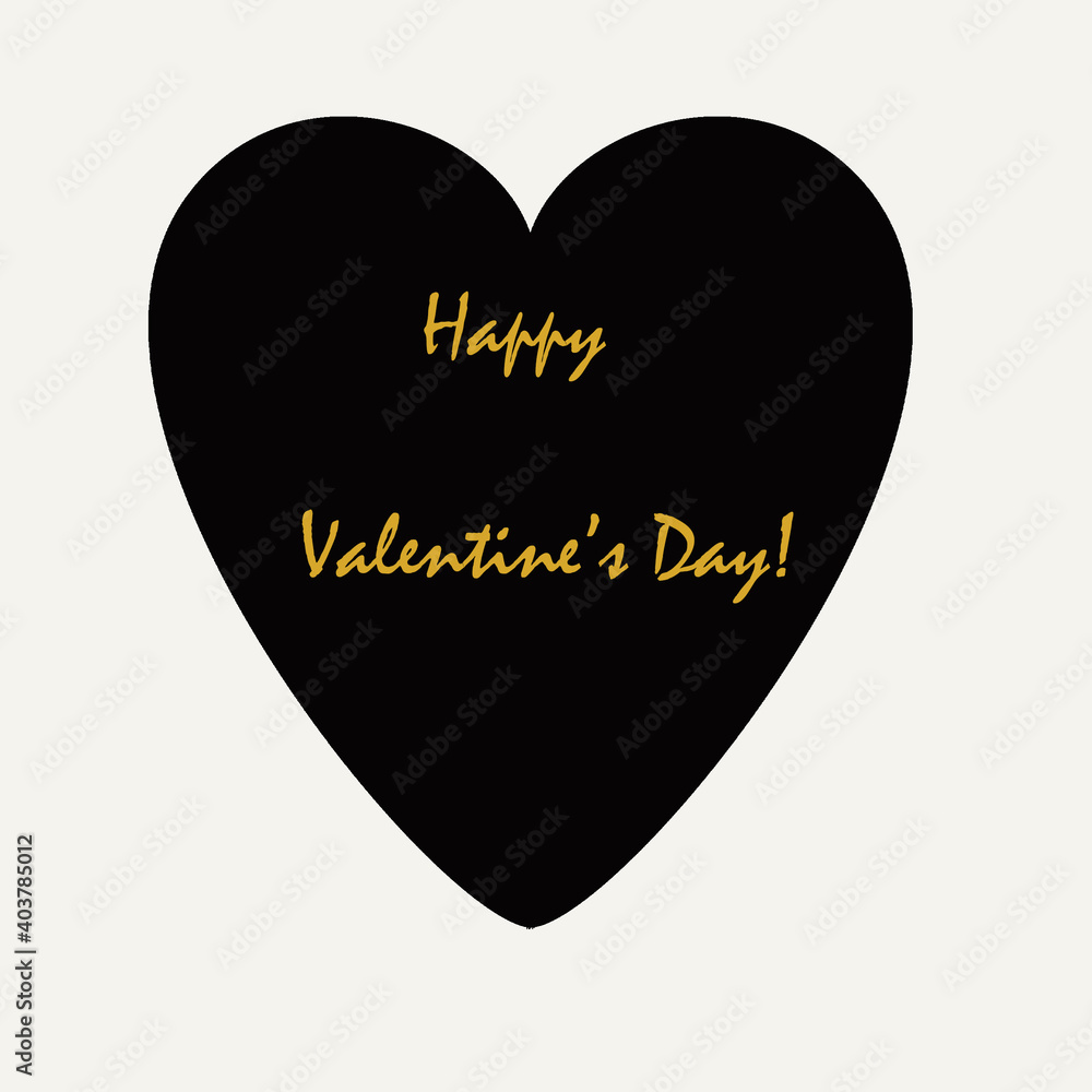 Happy Valentine's Day card with black heart - stock image Happy Valentine's Day card with black heart - stock image