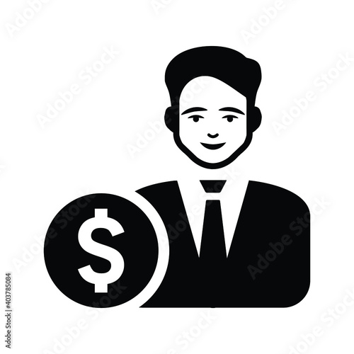 Banker, rich man icon. Black color vector design