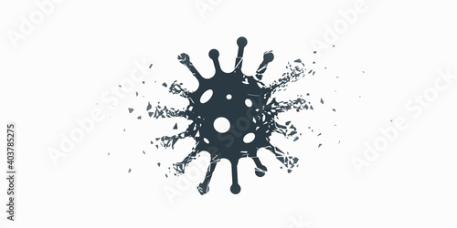 Destroying effect coronavirus icon vector illustration