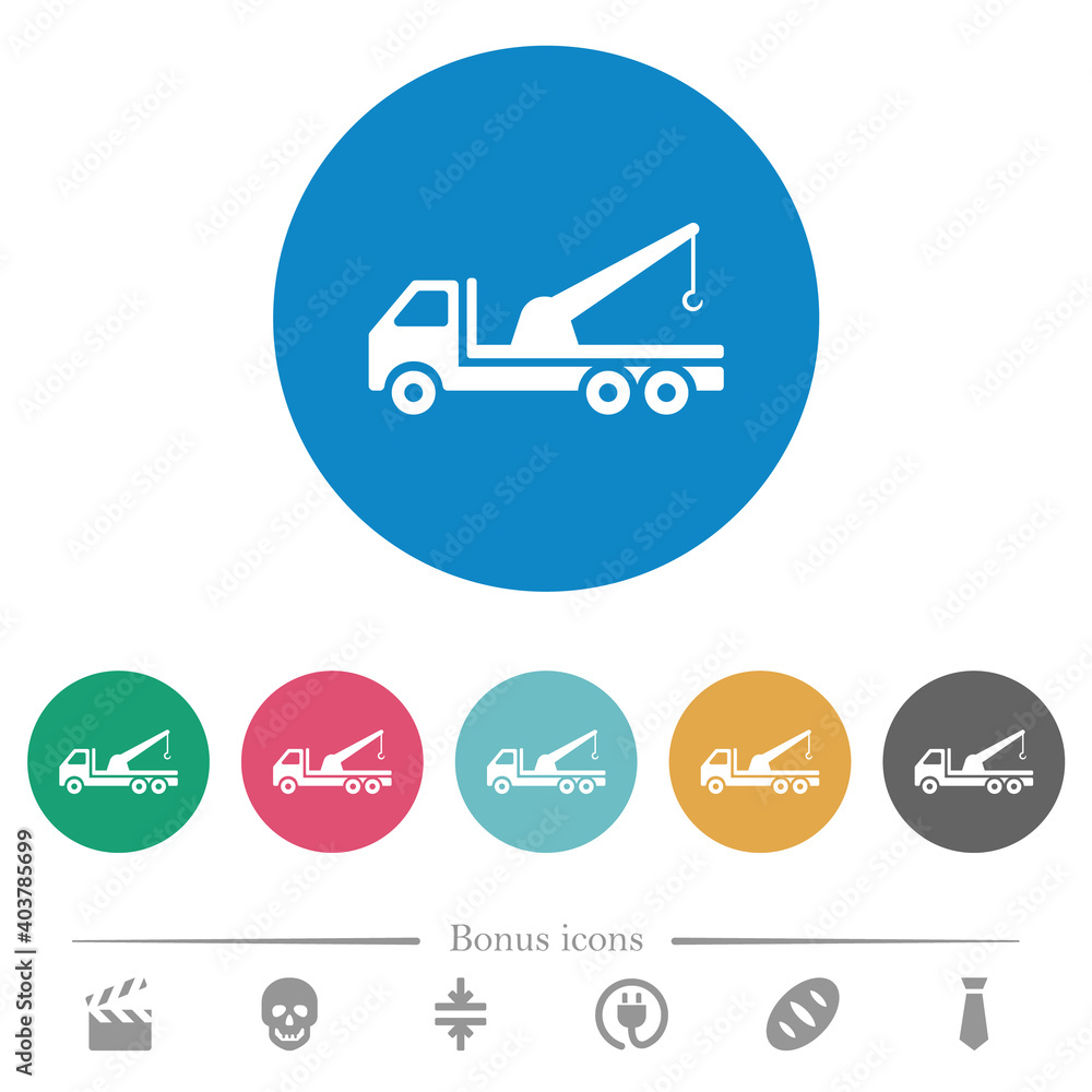 Crane truck flat round icons Crane truck flat round icons