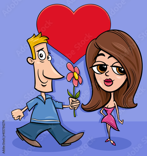 valentine card with man and woman couple in love