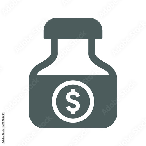 Business, medicine price icon. Gray color vector