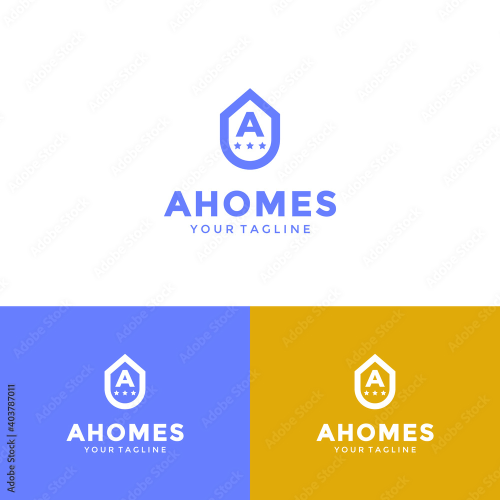 Modern House and Letter A logo template.