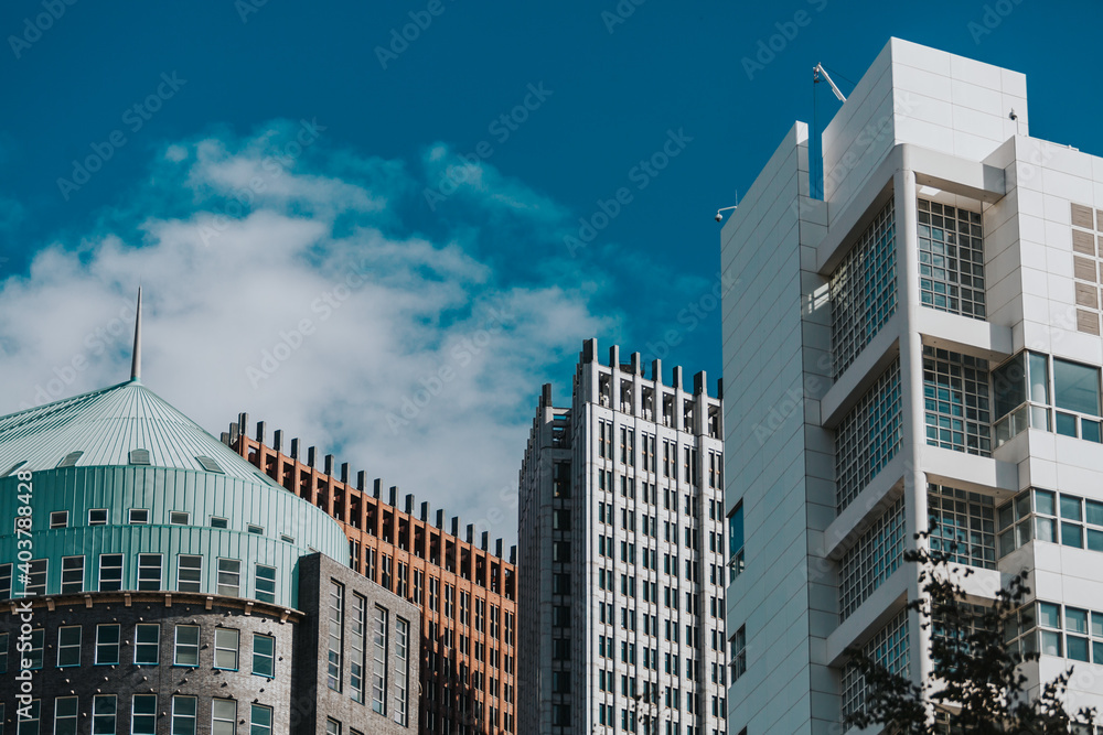 Minimalistic architecture picture with blue sky