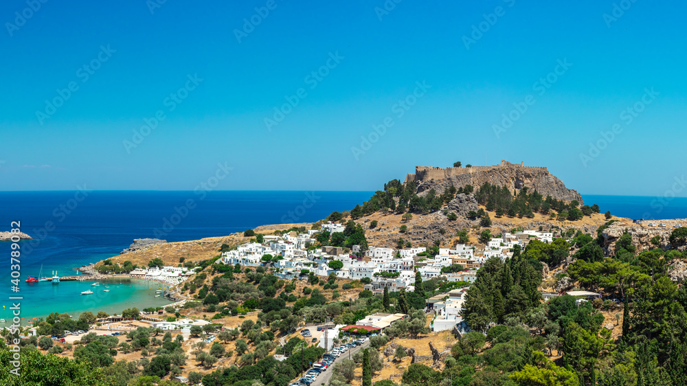 View Of The Historic City Of Lindos On Rhodes, Greece