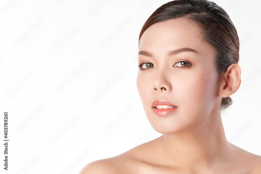 Beautiful Young asian Woman with Clean Fresh Skin, on Pink background, Face care, Facial treatment. Cosmetology, beauty and spa. Asian women portrait Beautiful Young asian Woman with Clean Fresh Skin, on Pink background, Face care, Facial treatment. Cosmetology, beauty and spa. Asian women portrait
