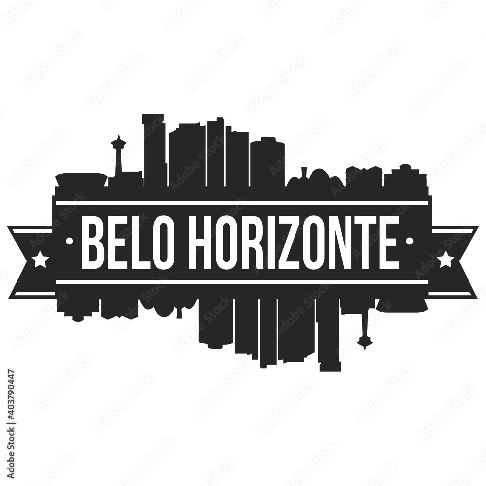 Belo Horizonte Brazil Skyline Silhouette Design City Vector Art Famous Buildings Stamp Stencil.