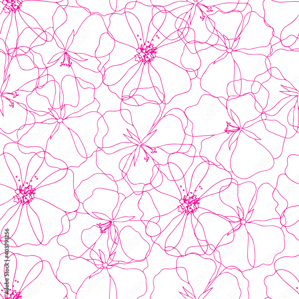 Abstract flowers seamless pattern