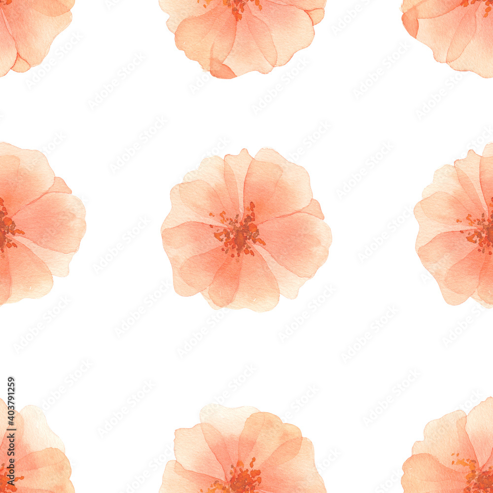 Watercolor flowers meadow summer seamless pattern