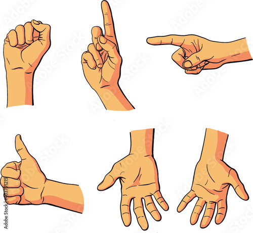 set of hand gestures - hand signals vector