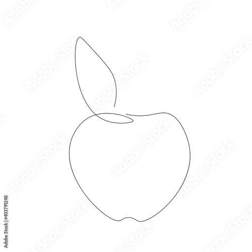 Apple icons on white background one line drawing  vector illustration