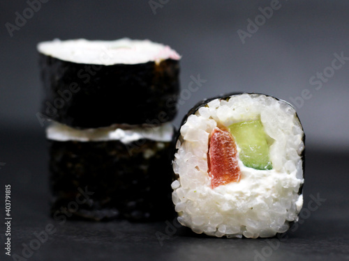 Sushi, Japanese food. Sushi Set. Variety of rolls. Menu.