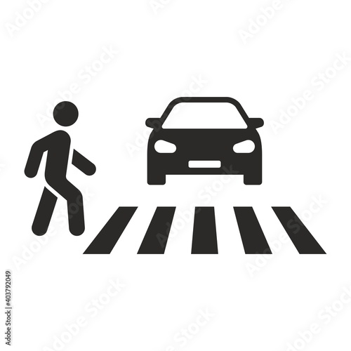 Pedestrian crossing icon. Zebra crossing. Vector icon isolated on white background.